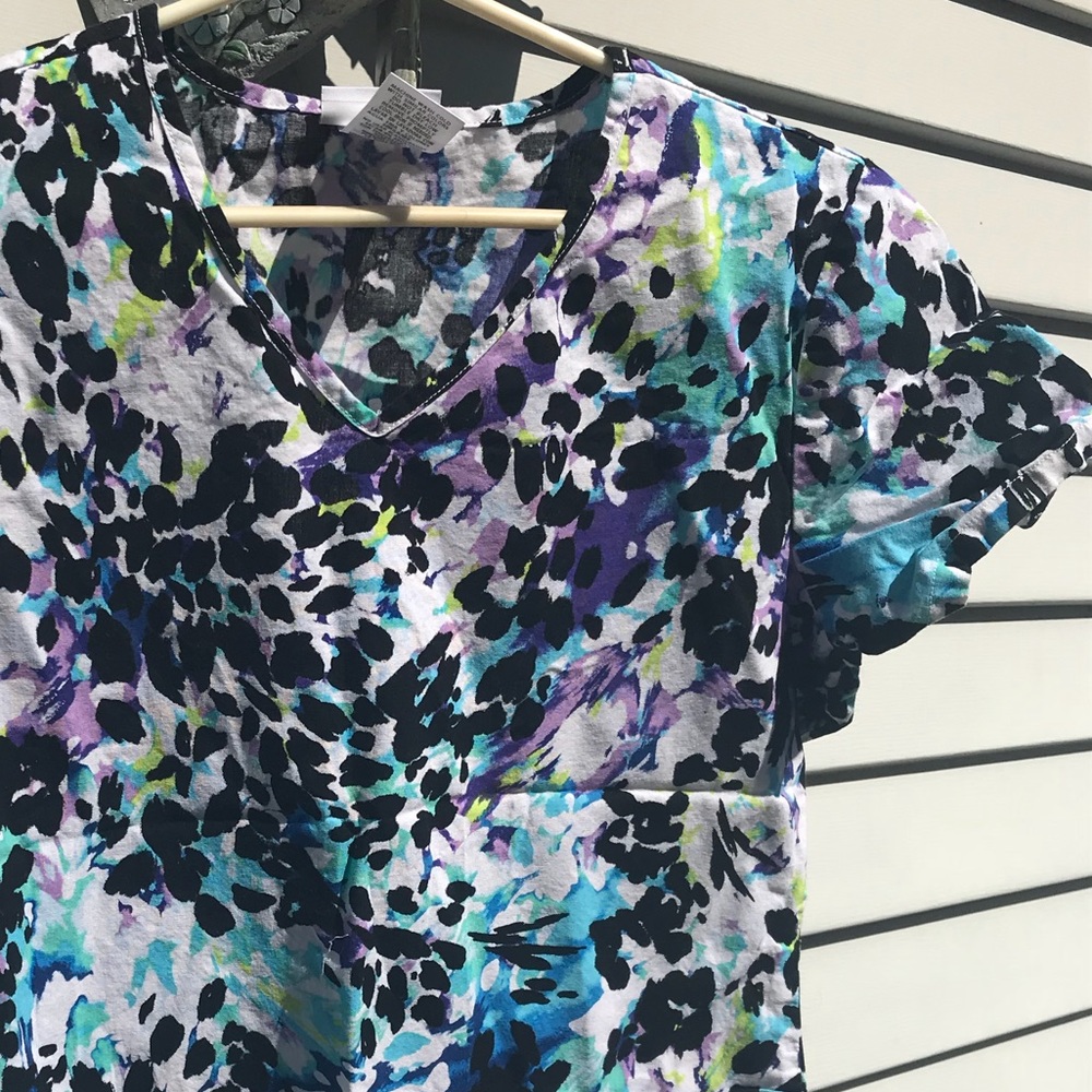 Vibrant Colorful Leopard Print Scrub Top